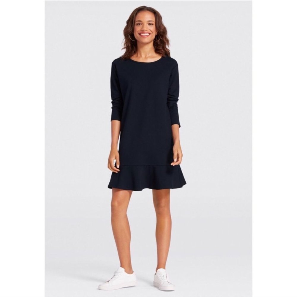Draper James Solid Tulip 3/4 Sleeve Dress in Navy Size M